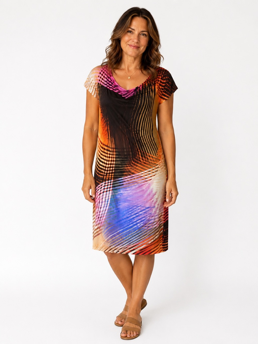 P.A.R.O.S.H. Parosh Abstract Stripe Stretch Dress Made‎ in Italy